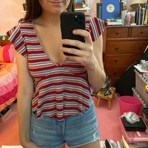 Striped v neck shirt